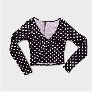FOREVER 21 | Black and White Cropped Polka Dot Shirt